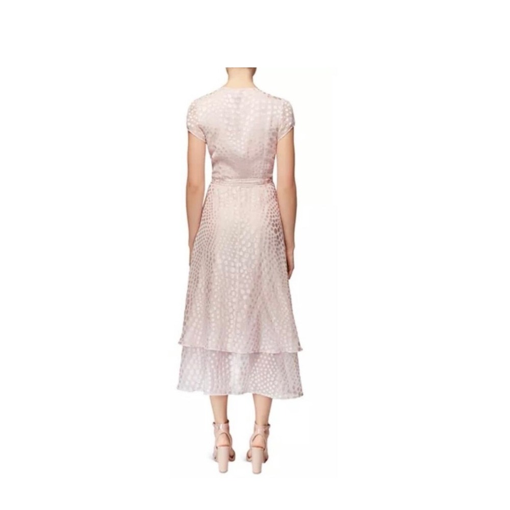 VINTAGE BETSEY JOHNSON TONAL CLIP DOT WRAP MIDI DRESS IN BLUSH